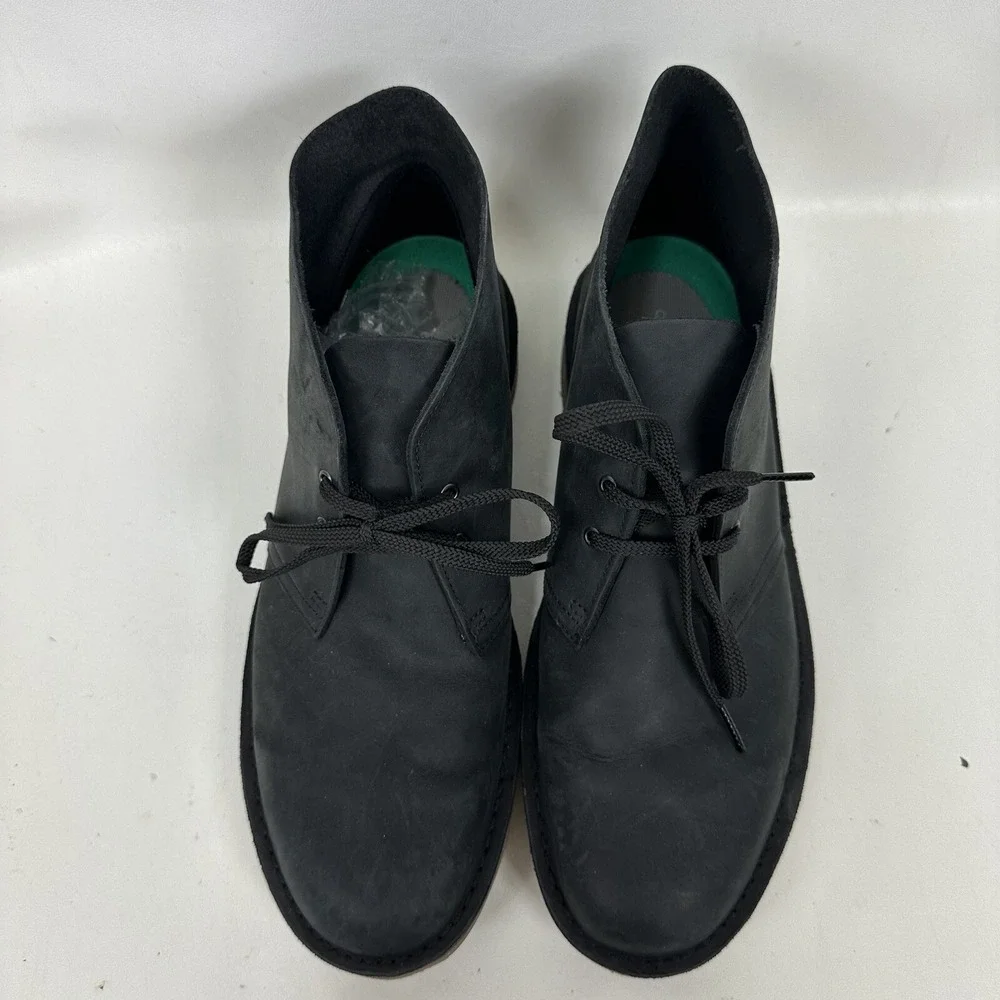 Clarks Men's Chukka Boot Black Leather Size 12‎ M Bushacre